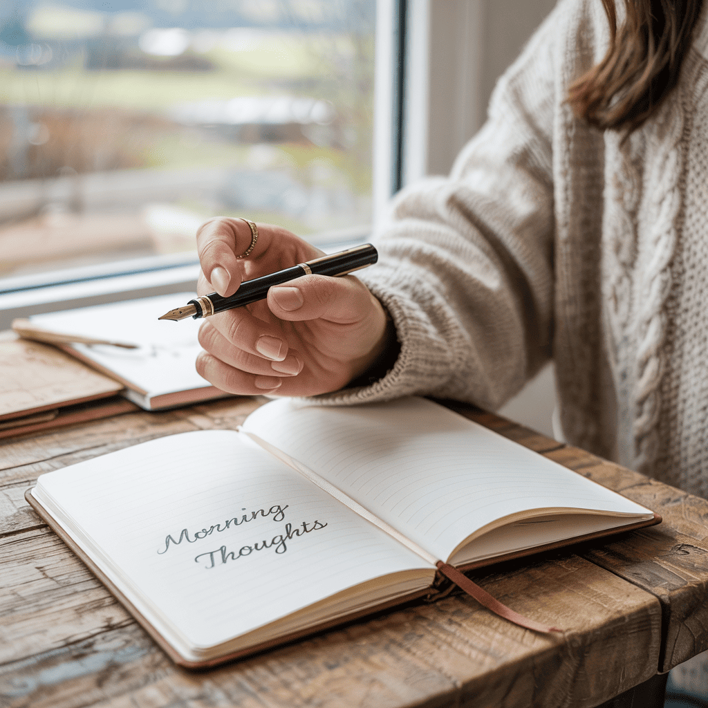 Simple Morning Creative Rituals for a Powerful Start 1 Woman writing morning thoughts during cozy morning creative ritual