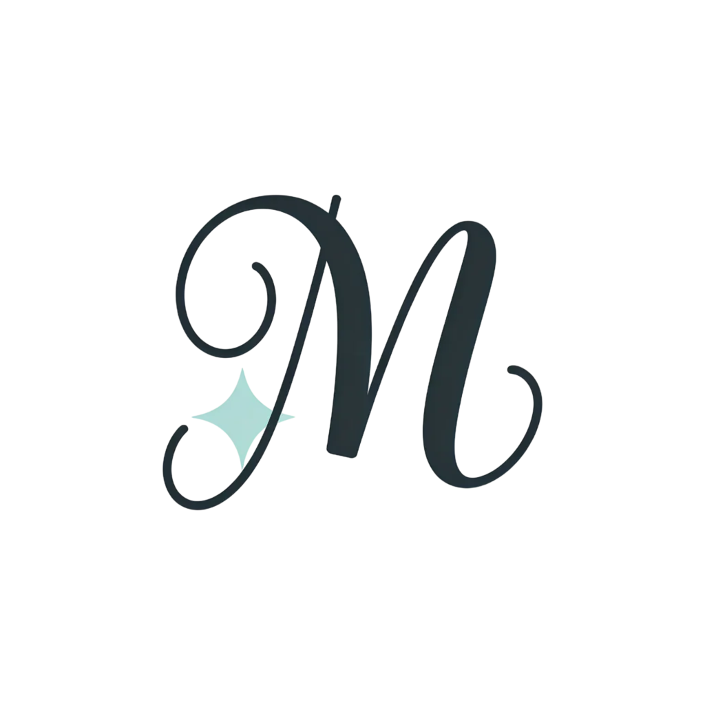 Letter M with mint star - signature